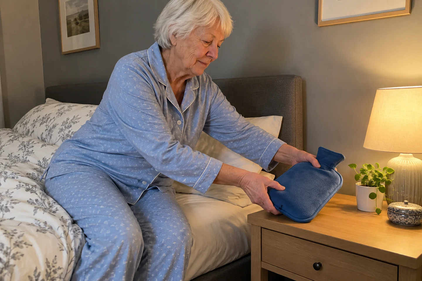 Une femme enlève une source de chaleur avant de dormir