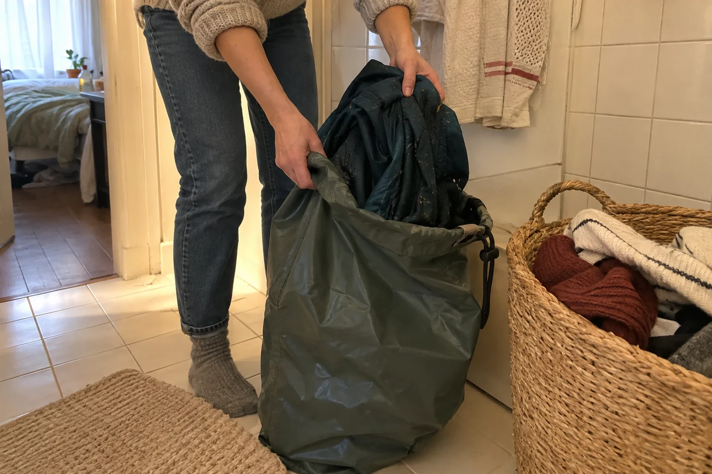 Une tenue humide séparée des affaires propres