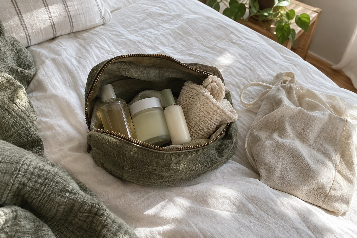 Trousse de voyage minimaliste avec les essentiels corps