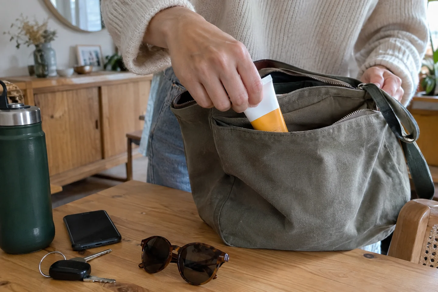 Un tube solaire accessible dans une poche de sac